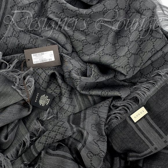 NWT GUCCI Grey GG Survie Monogram GG Scarf Shawl - Picture 9 of 9